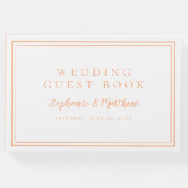 Libro De Visitas Boda Melocotón Blanco Sencillo Minimalista Moderno