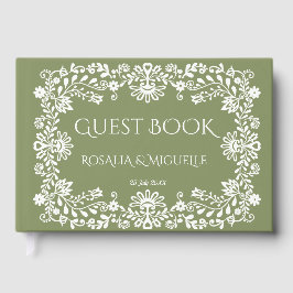 Libro De Visitas boda mexicana de Talavera verde salvia