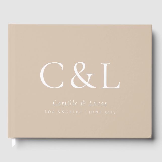 Libro De Visitas Boda Minimalista beige elegante (Anverso)