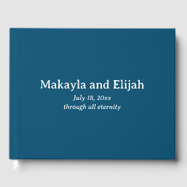 Libro De Visitas Boda Minimalista Blanco sobre Azul