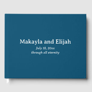 Libro De Visitas Boda Minimalista Blanco sobre Azul