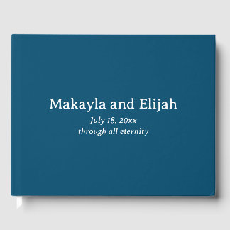 Libro De Visitas Boda Minimalista Blanco sobre Azul