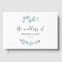 Libro De Visitas Boda minimalista de acuarela con vegetación