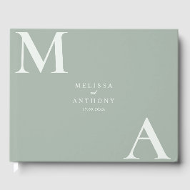 Libro De Visitas Boda minimalista de color verde salvia moderno