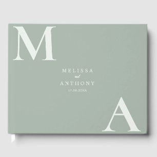 Libro De Visitas Boda minimalista de color verde salvia moderno