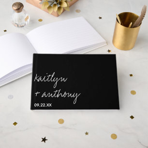 Libro De Visitas Boda minimalista de escritura moderna en blanco y