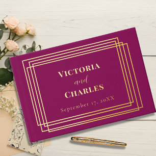 Libro De Visitas Boda minimalista de fotos de Borgoña y Relieve met