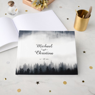 Libro De Visitas Boda minimalista de naturaleza de bosque de abetos