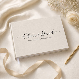 Libro De Visitas Boda Minimalista Elegante con Aspecto de Crema de 