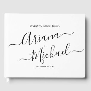 Libro De Visitas boda minimalista elegante de escritura negro y bla