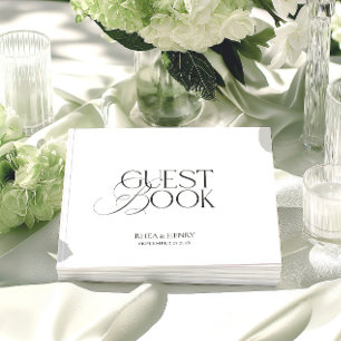 Libro De Visitas Boda Minimalista Elegante en Blanco y Negro