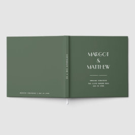 Libro De Visitas Boda minimalista escandinava en verde musgo oscuro