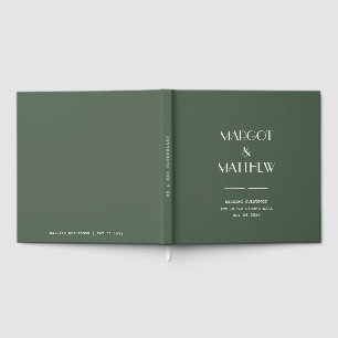 Libro De Visitas Boda minimalista escandinava en verde musgo oscuro