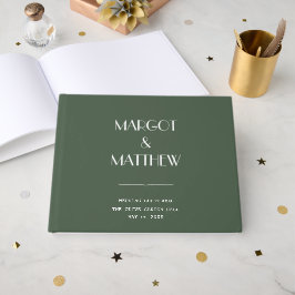 Libro De Visitas Boda minimalista escandinava en verde musgo oscuro