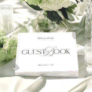Libro De Visitas Boda Minimalista Moderna en Blanco y Negro