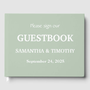 Libro De Visitas Boda minimalista moderna simple de color verde sal