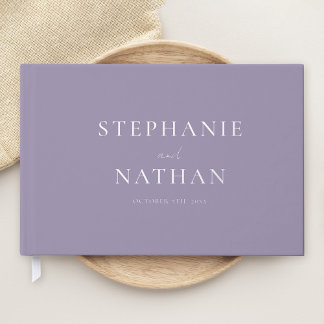 Libro De Visitas Boda Minimalista moderno de lavanda con polvo plat