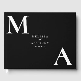 Libro De Visitas Boda Minimalista moderno negro y blanco