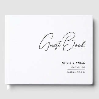 Libro De Visitas Boda Minimalista moderno negro y blanco