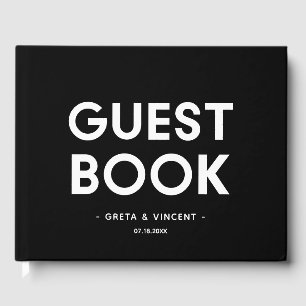 Libro De Visitas Boda minimalista moderno negro y blanco