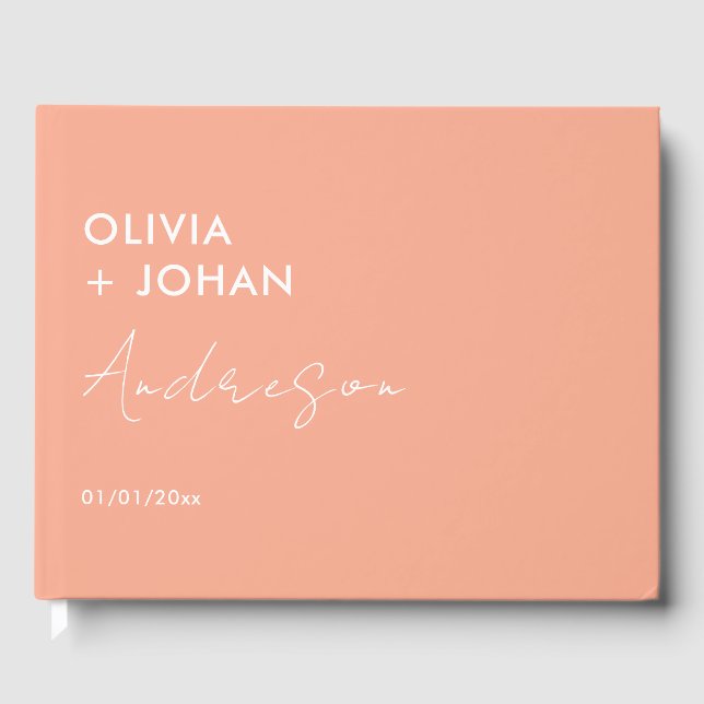 Libro De Visitas Boda Minimalista Peach (Anverso)