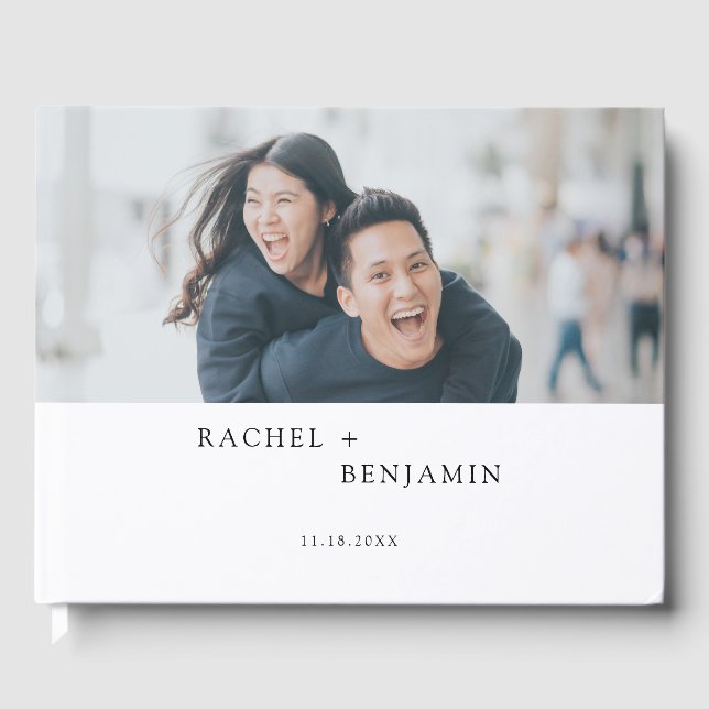 Libro De Visitas Boda minimalista Personalizado foto simple moderna (Anverso)