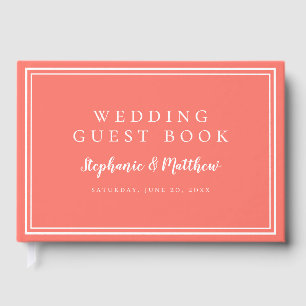 Libro De Visitas Boda minimalista simple Chic Coral vivo