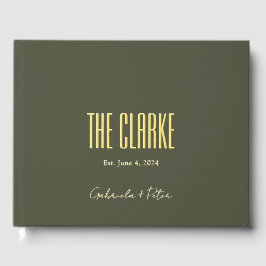 Libro De Visitas Boda Minimalista simple de olivo verde y Relieve m