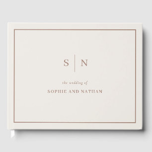 Libro De Visitas Boda minimalista y chic en crema y taupe neutros