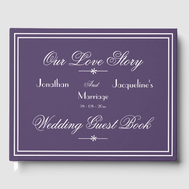 Libro De Visitas Boda Moda de cosecha personalizada Dusty Purple (Anverso)