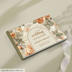 Libro De Visitas Boda moderna Boho quemada naranja beige oliva salv