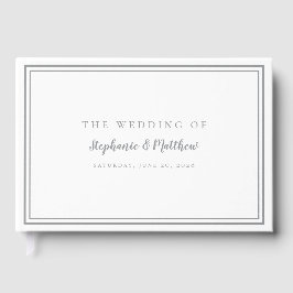 Libro De Visitas Boda moderna clásica gris y blanca elegante y senc