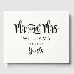 Libro De Visitas Boda Moderna con Letra Mr y Mrs