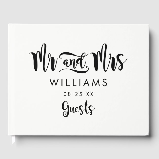 Libro De Visitas Boda Moderna con Letra Mr y Mrs (Anverso)