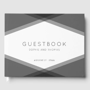 Libro De Visitas Boda moderna geométrica de capas grises