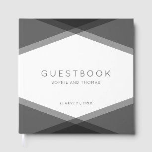 Libro De Visitas Boda moderna geométrica de capas grises