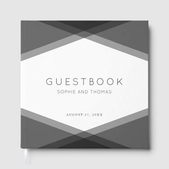 Libro De Visitas Boda moderna geométrica de capas grises (Anverso)