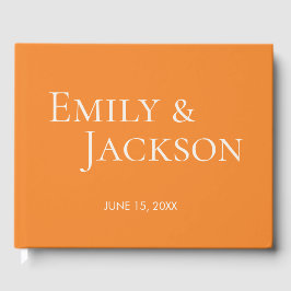 Libro De Visitas Boda Moderna Minimalista Naranja Blanco
