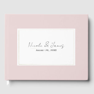 Libro De Visitas Boda moderna minimalista rosa ostra y dorado