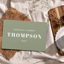 Libro De Visitas Boda Moderna Simple Negrita Monograma Verde Sage