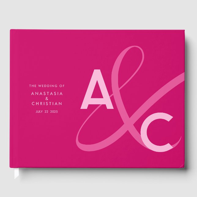 Libro De Visitas Boda Moderna y Audaz Magenta (Anverso)