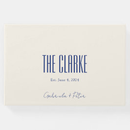Libro De Visitas Boda moderno azul de la marina Minimalista simple