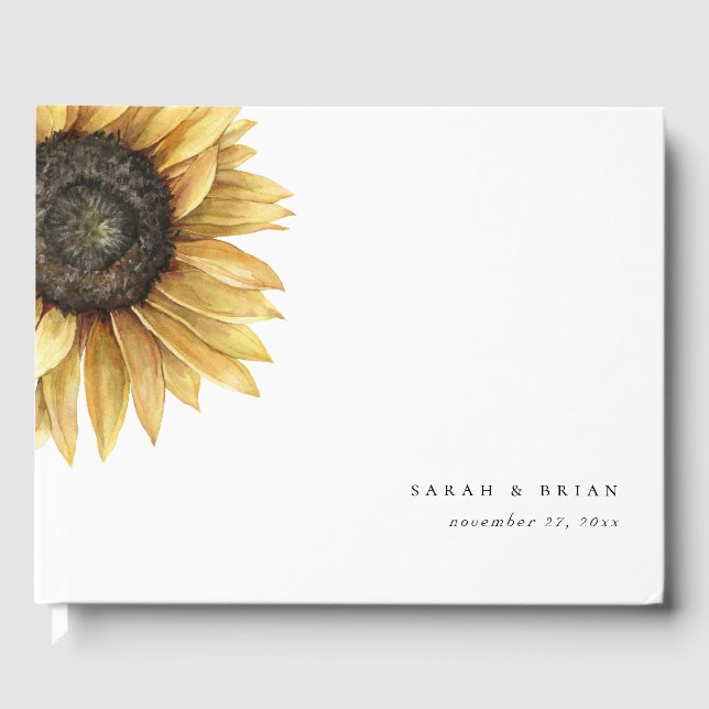Libro De Visitas Boda moderno de girasol ruso (Anverso)