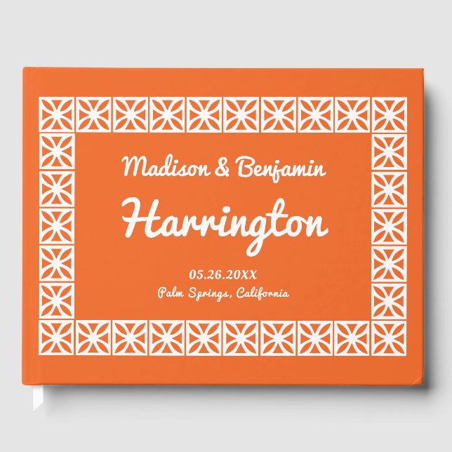 Libro De Visitas Boda moderno de medio siglo, la brisa bloquea el m (Anverso)