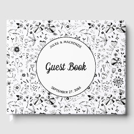 Libro De Visitas Boda moderno monocromo de flor salvaje