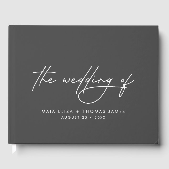 Libro De Visitas Boda monocromo elegante y sencillo (Anverso)