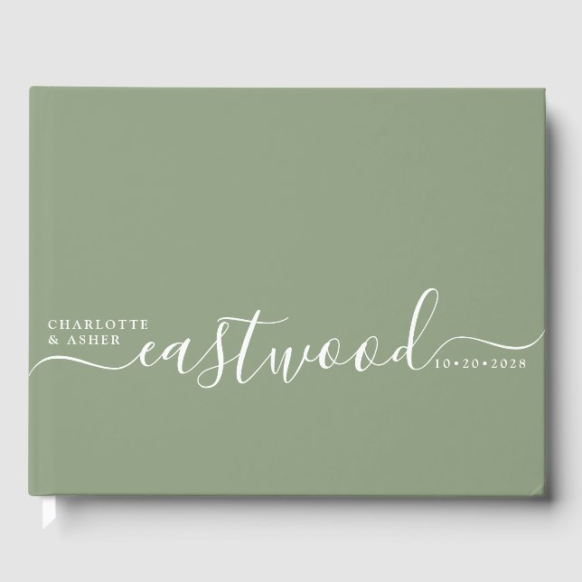 Libro De Visitas Boda Monograma Boda Sage Green (Anverso)