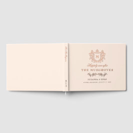 Libro De Visitas Boda Monograma Cresta Vintage Blanco Antiguo