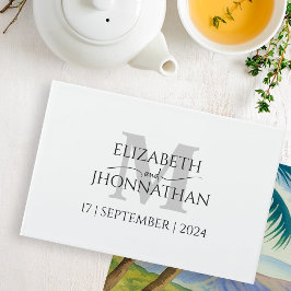 Libro De Visitas Boda Monograma Minimalista Sencillo blanco y negro