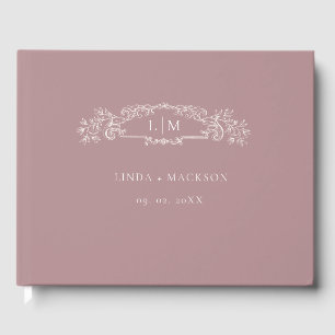 Libro De Visitas Boda monograma Rosa escudo botánico